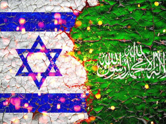 Israel and Hamas flags